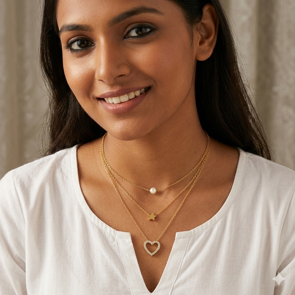 Shimmering beautiful leyered necklace combo for women and girls