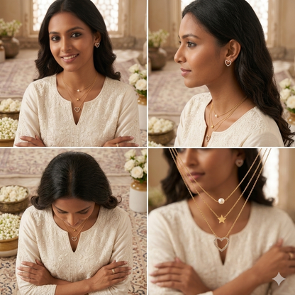 Shimmering beautiful leyered necklace combo for women and girls